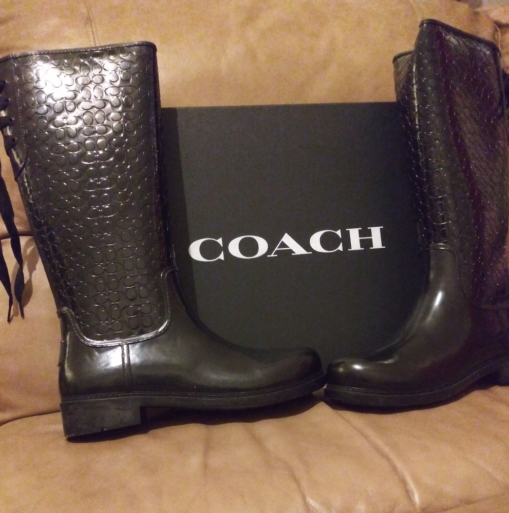 Used ladies Coach rain boots